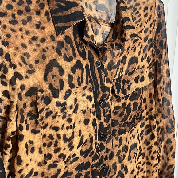 Forever 21 Black and Brown Ruffled Buttoned Blouse - Picture 5 of 14